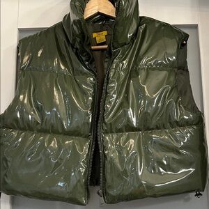 Daisy Shiny Forest Green Puffer Vest
